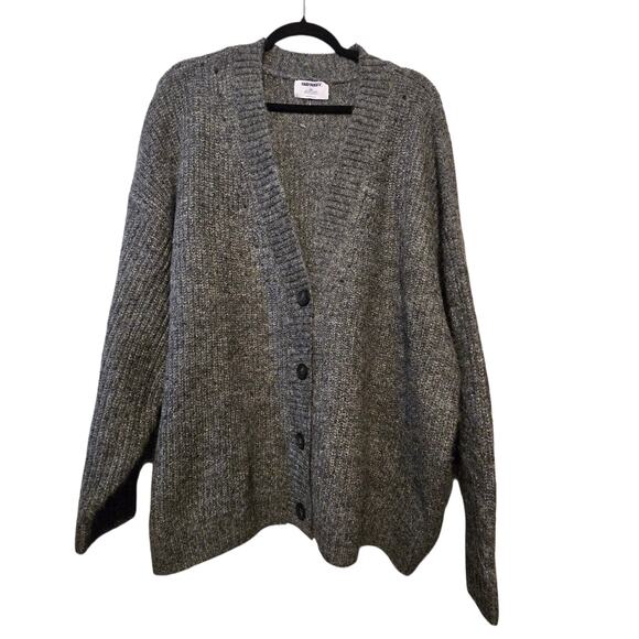 Old Navy Cozy Shaker Stitch Cardigan Sweater Womens XXL Gray Dad Grandpa Slouchy - Picture 1 of 10